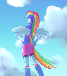 Size: 700x800 | Tagged: safe, artist:misochikin, rainbow dash, equestria girls, g4, female, pixiv, ponied up, solo