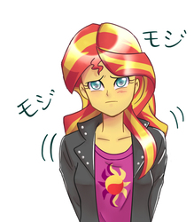 Size: 700x800 | Tagged: safe, artist:misochikin, sunset shimmer, equestria girls, g4, female, pixiv, solo