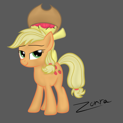 Size: 500x500 | Tagged: safe, artist:zonra, apple bloom, applejack, earth pony, pony, g4, apple sisters, applejack's hat, female, filly, foal, hat, mare, siblings, simple background, sisters