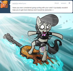 Size: 631x614 | Tagged: safe, artist:frustratedoctavia, octavia melody, g4, ask, solo, surfing, tumblr