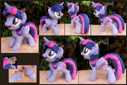 Size: 2056x1378 | Tagged: safe, artist:piquipauparro, twilight sparkle, alicorn, pony, g4, big crown thingy, cute, excited, female, happy, irl, mare, modular, open mouth, photo, plushie, smiling, twiabetes, twilight sparkle (alicorn)