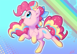 Size: 930x658 | Tagged: safe, artist:c-puff, pinkie pie, g4, cute, diapinkes, female, rainbow power, solo, wingding eyes