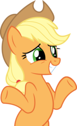 Size: 3365x5460 | Tagged: safe, artist:slb94, applejack, g4, mmmystery on the friendship express, absurd resolution, female, shrug, simple background, solo, transparent background, vector, vector trace