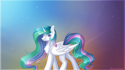 Size: 1920x1080 | Tagged: safe, artist:snowsky-s, princess celestia, g4, chest fluff, female, solo, wallpaper