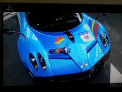 Size: 1024x768 | Tagged: safe, rainbow dash, g4, car, forza motorsport 5, pagani, pagani huayra