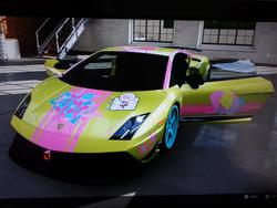 Size: 1024x768 | Tagged: safe, fluttershy, g4, car, forza motorsport 5, lamborghini, lamborghini gallardo, lamborghini gallardo lp570-4 superlaggera