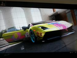 Size: 1024x768 | Tagged: safe, fluttershy, g4, car, forza motorsport 5, lamborghini, lamborghini gallardo, lamborghini gallardo lp570-4 superlaggera