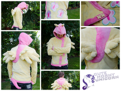 Size: 1024x768 | Tagged: safe, artist:cutehornyunicorn, fluttershy, butterfly, human, pegasus, pony, g4, clothes, cosplay, cutie mark, hoodie, irl, irl human, photo, wings