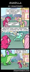 Size: 850x2000 | Tagged: safe, artist:drawponies, fluttershy, gummy, lyra heartstrings, pinkie pie, g4, comic, macro