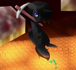 Size: 3927x3617 | Tagged: safe, artist:haydee, oc, oc only, oc:dusk shadow, alicorn, pony, alicorn oc, high res, lava, minecraft, pickaxe, sword, weapon