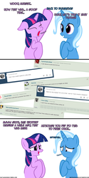 Size: 1050x2100 | Tagged: safe, artist:navitaserussirus, trixie, twilight sparkle, pony, unicorn, asktwixiegenies, g4, ask, female, mare, no mouth, tumblr