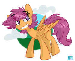 Size: 2800x2305 | Tagged: safe, artist:nekosnicker, scootaloo, g4, cute, female, high res, orange, smiling, solo, wings