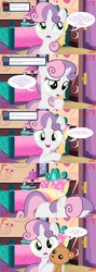 Size: 1280x3600 | Tagged: dead source, safe, artist:jan, sweetie belle, ask the crusaders, g4, ask, bed, camera, female, solo, teddy bear, tumblr