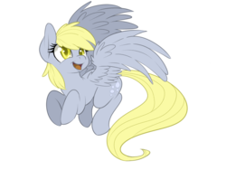 Size: 1000x750 | Tagged: safe, artist:pusspuss, derpy hooves, pegasus, pony, g4, female, happy, mare, open mouth, solo