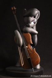 Size: 800x1186 | Tagged: safe, artist:frozenpyro71, octavia melody, earth pony, pony, g4, bipedal, cello, craft, female, musical instrument, sculpture, sleepy, solo, traditional art, wink