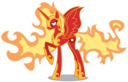 Size: 9500x6100 | Tagged: safe, artist:jordila-forge, nightmare star, princess celestia, alicorn, pony, g4, absurd resolution, armor, female, mane of fire, mare, raised hoof, simple background, solo, spread wings, transparent background, vector