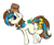 Size: 471x382 | Tagged: safe, artist:queengavynn, oc, oc only, oc:bing, oc:breezy, pony, unicorn, bag, balancing, bingzy, blank flank, chipotle, grin, looking back, smiling, taco, tiny, tiny ponies