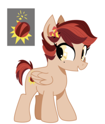 Size: 840x990 | Tagged: safe, artist:dbkit, oc, oc only, oc:cherry bomber, pegasus, pony, cutie mark, filly, hairclip, offspring, parent:dumbbell, parent:rainbow dash, parents:dumbdash, simple background, solo, transparent background