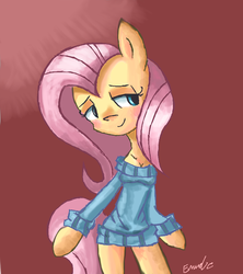 Size: 800x900 | Tagged: safe, artist:yo-emm, fluttershy, anthro, g4, bottomless, clothes, female, solo, sweatershy