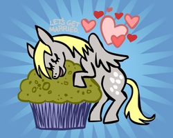 Size: 500x400 | Tagged: safe, artist:coyotecoyote, derpy hooves, pegasus, pony, g4, cargo ship, female, giant muffin, mare, muffin, solo, that pony sure does love muffins