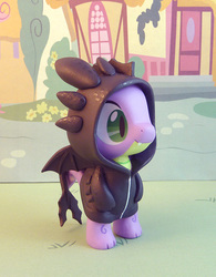 Size: 583x746 | Tagged: safe, artist:krowzivitch, spike, dragon, night fury, g4, baby, baby dragon, clothes, costume, craft, cute, dreamworks, hoodie, how to train your dragon, irl, jacket, male, photo, sculpture, smiling, solo, spikabetes, toothless the dragon