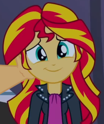 Size: 281x336 | Tagged: safe, edit, edited screencap, screencap, sunset shimmer, equestria girls, g4, my little pony equestria girls: rainbow rocks, arm, cute, hand, looking at you, pat, petting, shimmerbetes, smiling, when she smiles