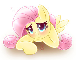 Size: 1140x900 | Tagged: safe, artist:joakaha, fluttershy, g4, blushing, cute, female, heart, looking at you, shyabetes, solo