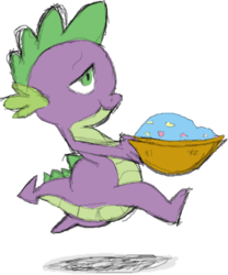 Size: 743x892 | Tagged: safe, artist:ponescribbles, spike, g4, green isn't your color, bedroom eyes, male, running, scene interpretation, simple background, solo