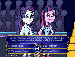Size: 1600x1200 | Tagged: safe, artist:djgames, rarity, twilight sparkle, equestria girls, g4, game show, littlest pet shop, spoilers for another series, who wants to be a millionaire