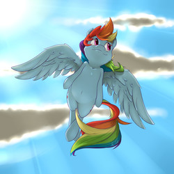 Size: 3600x3600 | Tagged: safe, artist:captainpudgemuffin, artist:vicse, rainbow dash, g4, belly button, cute, dolan, female, flying, high res, smirk, solo