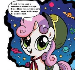 Size: 457x426 | Tagged: safe, edit, idw, sweetie belle, g4, spoiler:comic, spoiler:comic24, dictionary belle, smarty belle, space