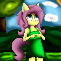 Size: 1200x1200 | Tagged: safe, artist:king-sombrero, fluttershy, anthro, g4, female, solo