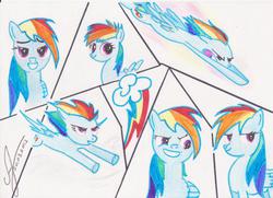 Size: 1728x1248 | Tagged: safe, artist:1vladislav, rainbow dash, g4, female, solo, traditional art