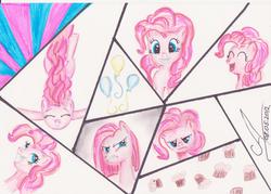 Size: 1744x1248 | Tagged: safe, artist:1vladislav, pinkie pie, g4, cupcake, female, solo, straight hair, traditional art