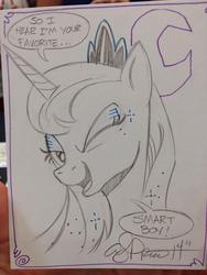 Size: 768x1024 | Tagged: safe, artist:andypriceart, princess luna, g4, andy you magnificent bastard, female, solo, traditional art, wink