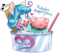 Size: 736x650 | Tagged: safe, artist:mococo, oc, oc only, earth pony, pony, food, heart, ice cream, ponies in food, solo