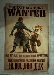 Size: 759x1053 | Tagged: safe, artist:foxinshadow, oc, oc only, oc:bracer, oc:mcfinnigan the mage, human, pegasus, pony, emw:mmmm, armor, caught, clothes, cover, fanfic art, robe, wanted poster