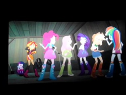 Size: 640x480 | Tagged: safe, screencap, applejack, fluttershy, pinkie pie, rainbow dash, rarity, sunset shimmer, twilight sparkle, human, equestria girls, g4, my little pony equestria girls: rainbow rocks, angry, argument, fight, humane five, humane seven, humane six, low quality, turning against each other