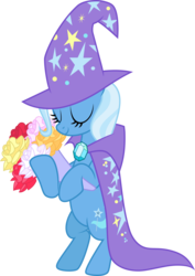 Size: 4000x5640 | Tagged: safe, artist:jeatz-axl, trixie, pony, unicorn, boast busters, g4, absurd resolution, bipedal, eyes closed, female, flower, mare, simple background, solo, transparent background, vector