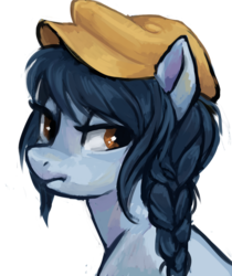 Size: 859x1024 | Tagged: safe, artist:johling, oc, oc only, earth pony, pony, braid, hat, portrait, simple background, solo, transparent background