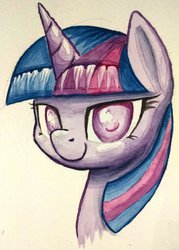 Size: 1024x1434 | Tagged: safe, artist:dynamiclines, twilight sparkle, g4, bust, colored pupils, female, solo, traditional art, watercolor painting