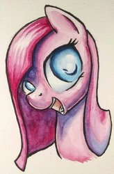 Size: 1024x1561 | Tagged: safe, artist:dynamiclines, pinkie pie, g4, bust, colored pupils, female, pinkamena diane pie, solo, traditional art, watercolor painting