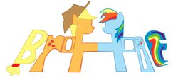 Size: 900x406 | Tagged: safe, artist:sallycars, applejack, rainbow dash, g4, hoofbump, typography