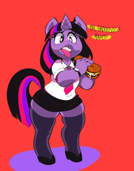 Size: 843x1078 | Tagged: safe, artist:mangneto, twilight sparkle, anthro, g4, chubby, sandwich, twilight burgkle, wide hips