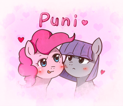 Size: 900x776 | Tagged: safe, artist:me, maud pie, pinkie pie, g4, blushing, cheeks, pixiv, squishy cheeks