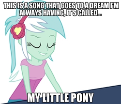 Size: 800x687 | Tagged: safe, edit, lyra heartstrings, equestria girls, g4, my little pony equestria girls: rainbow rocks, counter-humie, fangirl, female, in-universe pegasister, inspiration, lyra the pegasister, meme, musical instrument, pegasister, piano, singing, solo, title drop