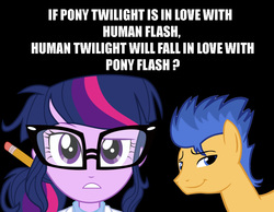 Size: 1181x915 | Tagged: safe, flash sentry, sci-twi, twilight sparkle, equestria girls, g4, my little pony equestria girls: rainbow rocks, human twilight x pony flash sentry, impact font, question