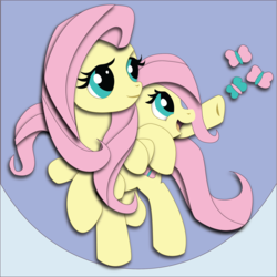 Size: 1801x1802 | Tagged: safe, artist:the-paper-pony, fluttershy, butterfly, g4, female, filly, self adoption, self ponidox, solo, time paradox