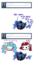 Size: 736x1328 | Tagged: safe, artist:pekou, princess celestia, princess luna, oc, oc:fausticorn, ask my little chubbies, g4, ask, chubbie, comic, cute, cutelestia, faustabetes, lunabetes, ocbetes, tumblr