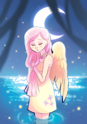 Size: 776x1107 | Tagged: safe, artist:naminzo, fluttershy, human, g4, element of kindness, female, humanized, night, solo, winged humanization